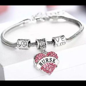 💕💕Pink Crystal Heart Charm Braceiet💕💕